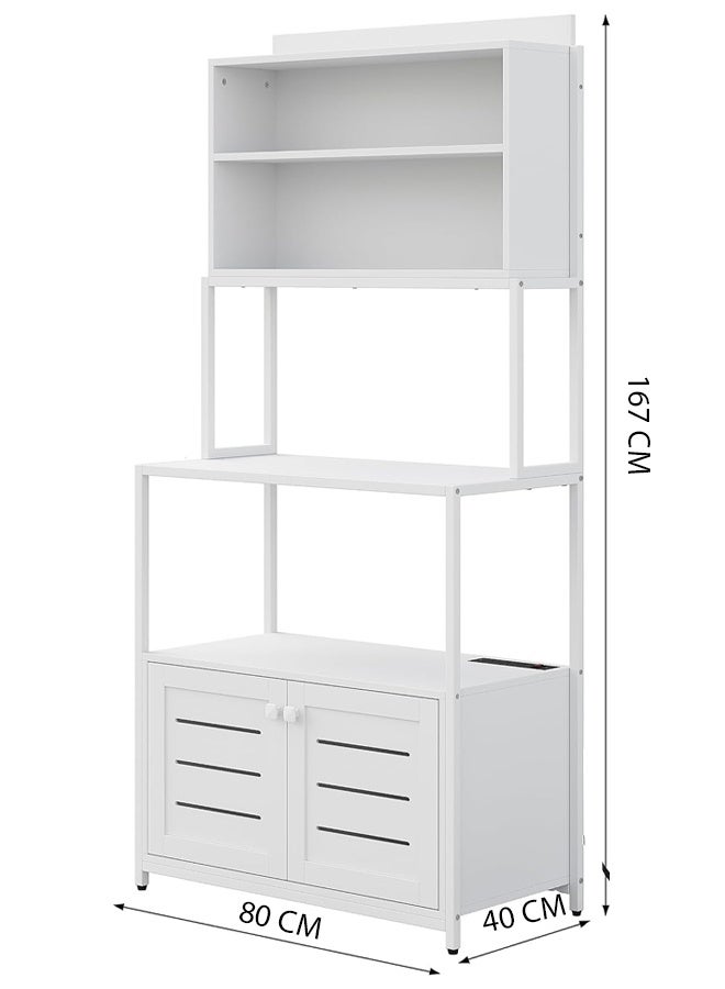 NKX Multilayer Kitchen Bakers Rack with Cabinet Microwave Oven Stand and Utility Storage Shelf for Home Use - Image 5