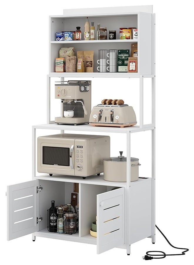 NKX Multilayer Kitchen Bakers Rack with Cabinet Microwave Oven Stand and Utility Storage Shelf for Home Use - Image 1