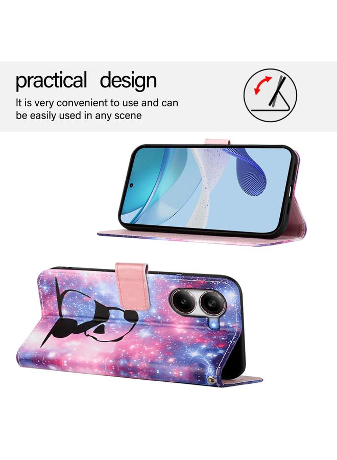 S-TOP Case For Redmi Turbo 4 Colored Drawing Pattern Plain Weave Leather Phone Case - Image 4