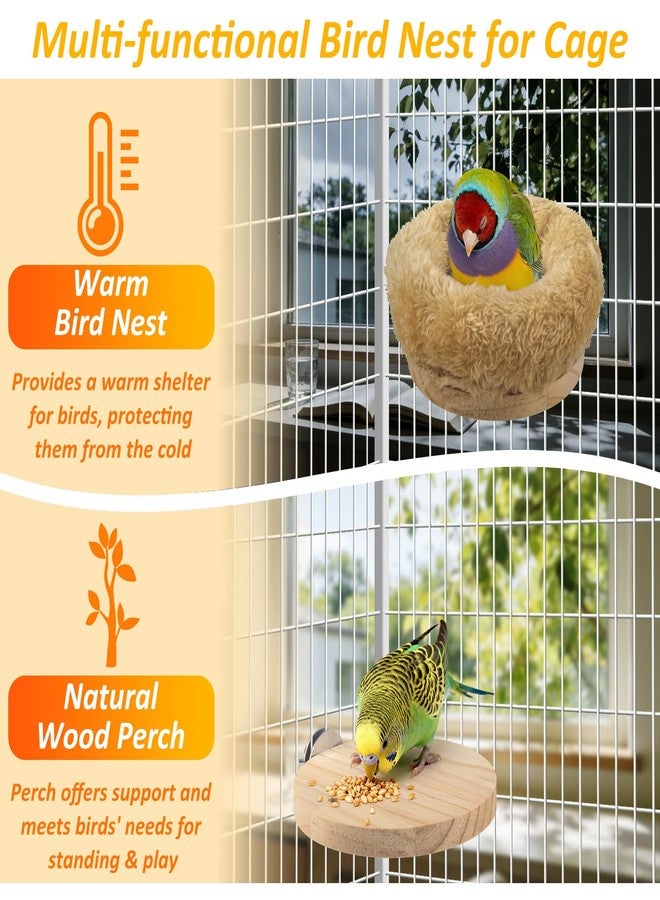 DBNESS Small Bird Nest for Cage, Removable Plush Parrot Hammock Bed, Winter Warm Resting Perch Platform for Small Budgies, Lovebirds, Canaries, Sparrows, Hamster - Image 4