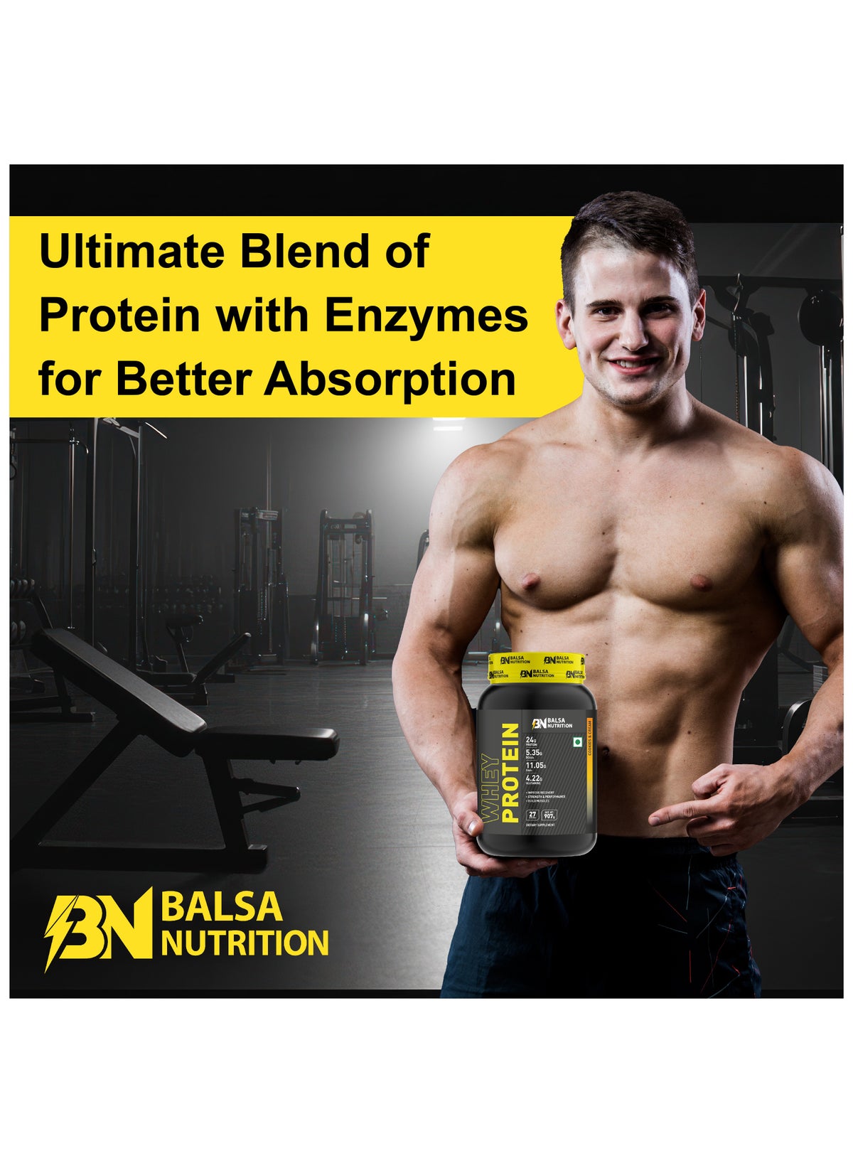 Whey Protein Powder- 907G, 33G Per Serving (Cookies & Cream)