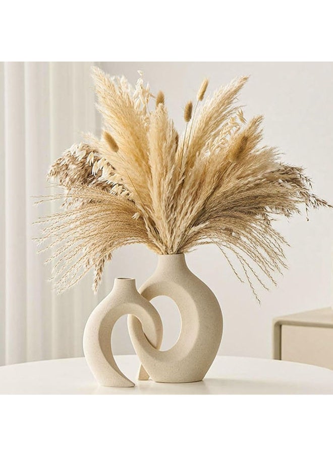 Generic White Ceramic Vases -Set Of 2,Round Hollow Modern Vase For Home Decor,Boho Vases For Nordic Minimalist Decor, Wedding Dining Living Room Entryway Table Decorative Vase… 
