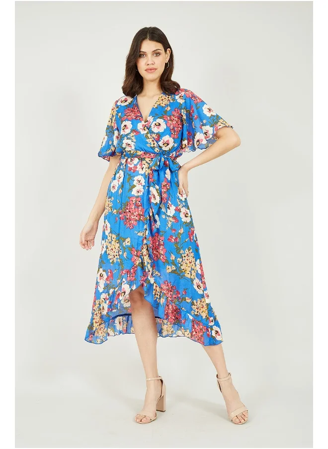 MELA LONDON Bouquet Wrap Front Midi Dress