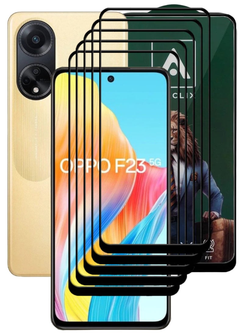 ACLIX 5 Pieces Antistatic ESD Dustproof Premium Quality High Definition Tempered Glass Screen Protector Designed For Oppo F23 - Image 1