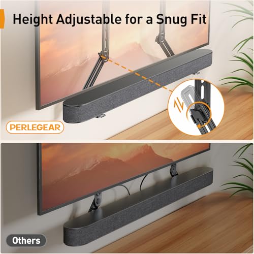 Perlegear Soundbar Mount with Adjustable Height, Sound bar Mount up to 15 lbs, Soundbar Mount Under TV or Above TV, Soundbar tv Mount Bracket with Detachable Long Extension Plates PGSM04B - Image 3