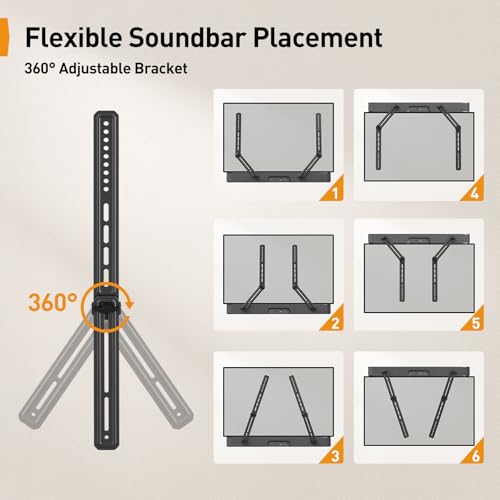 Perlegear Soundbar Mount with Adjustable Height, Sound bar Mount up to 15 lbs, Soundbar Mount Under TV or Above TV, Soundbar tv Mount Bracket with Detachable Long Extension Plates PGSM04B - Image 4