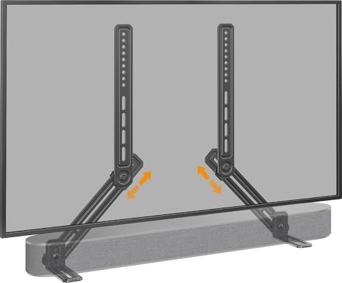 Perlegear Soundbar Mount with Adjustable Height, Sound bar Mount up to 15 lbs, Soundbar Mount Under TV or Above TV, Soundbar tv Mount Bracket with Detachable Long Extension Plates PGSM04B - Image 1