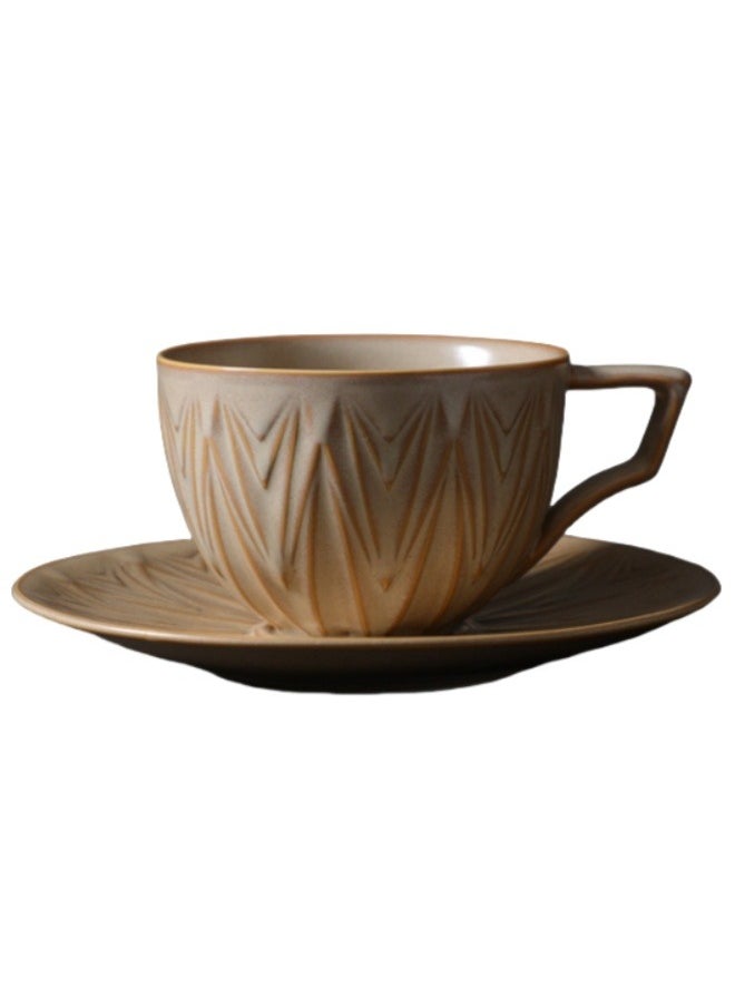 nihao Retro Coffee Set Ceramic Coffee cup and Saucer Set Mug，Tumbler， 250ML  - Image 1