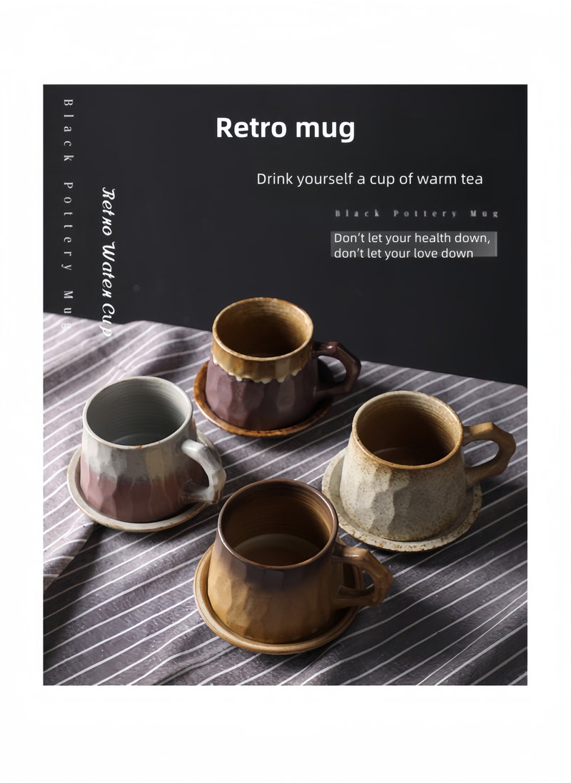 nihao Retro Coffee Set Ceramic Coffee cup and Saucer Set Mug，Tumbler， 250ML  - Image 4