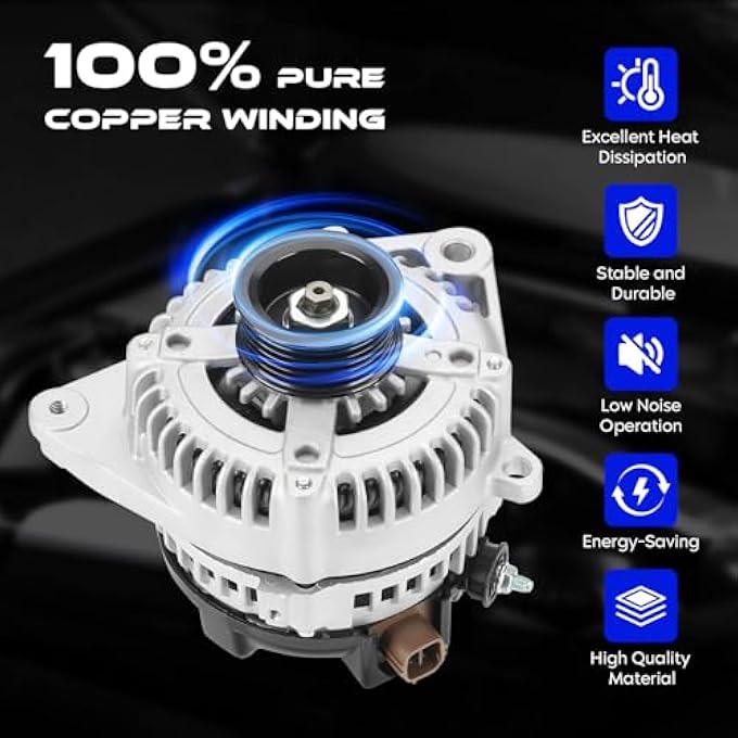 SEHNSUCHT Alternator Replacement New for Lexus RX330 2004-2006 3.3L, for Toyota Highlander 2004-2007 3.3L, for Toyota Sienna 2004-2006 3.3L,High Output Alternator Replace for 104210-3750 11032 - Image 5