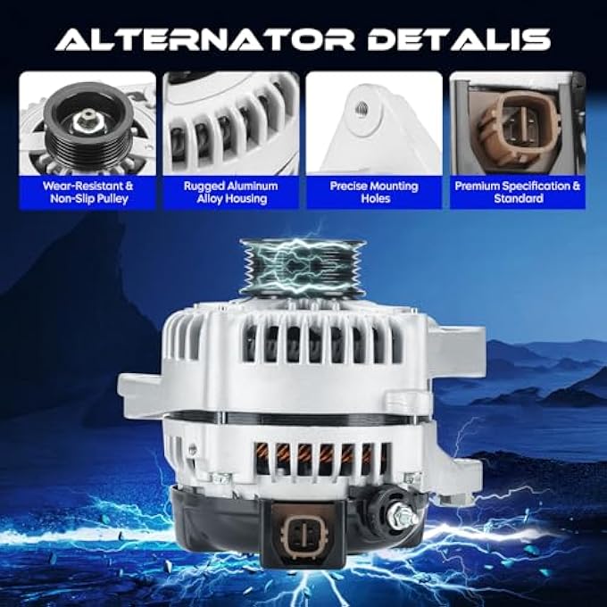SEHNSUCHT Alternator Replacement New for Lexus RX330 2004-2006 3.3L, for Toyota Highlander 2004-2007 3.3L, for Toyota Sienna 2004-2006 3.3L,High Output Alternator Replace for 104210-3750 11032 - Image 2