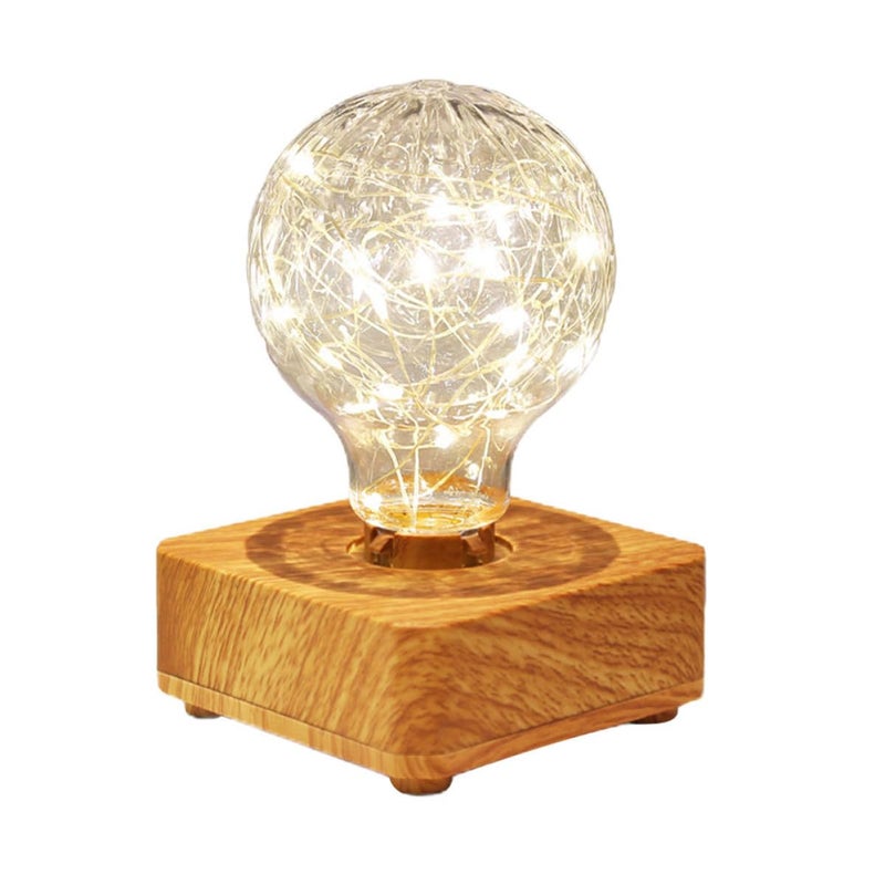 USB Rechargeable Wooden LED Desk Lamp Warm Light Bedside Night Lamp Ambient Lighting - Image 2