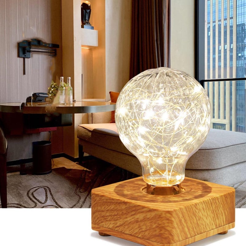 USB Rechargeable Wooden LED Desk Lamp Warm Light Bedside Night Lamp Ambient Lighting - Image 5