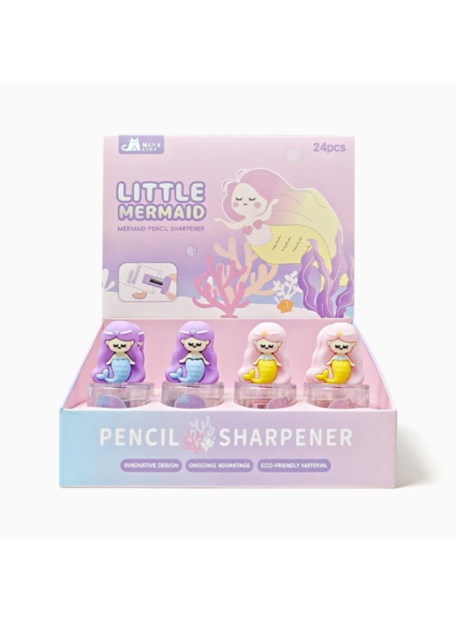Creative Mermaid-shaped Pencil Sharpener Cute Cartoon Silicone Pencil Sharpener Girly Student Portable Pencil Sharpener