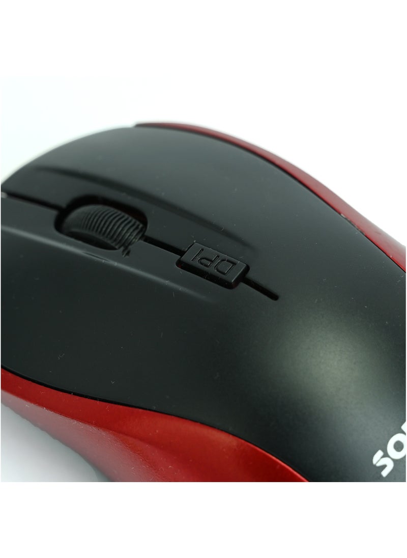 SOniLEX - Wireless Mouse with usb Mini Receiver/Mouse with Optical Tracking, Longer Month Battery Life, Ambidextrous Pc / Mac / Laptop – Black & Red - Image 1