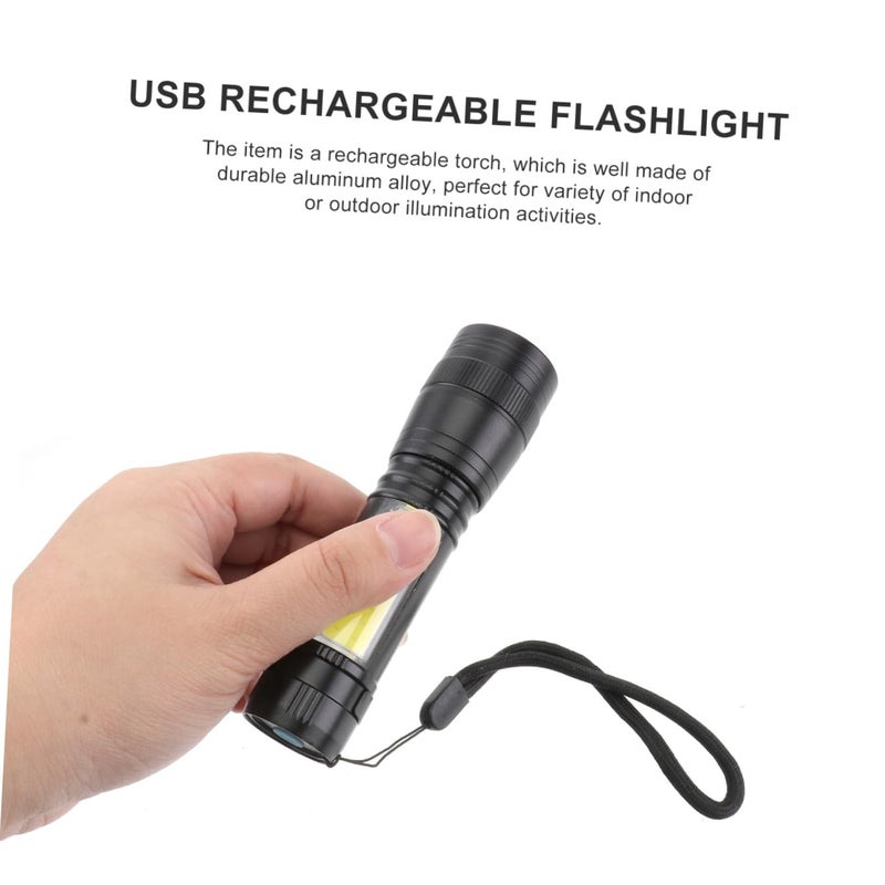 مصباح يدوي صغير قابل للتكبير بشحن USB، 5 أوضاع، ضوء قوي محمول للتخييم والمشي لمسافات طوائل والطوارئ في الهواء الطلق - Image 5
