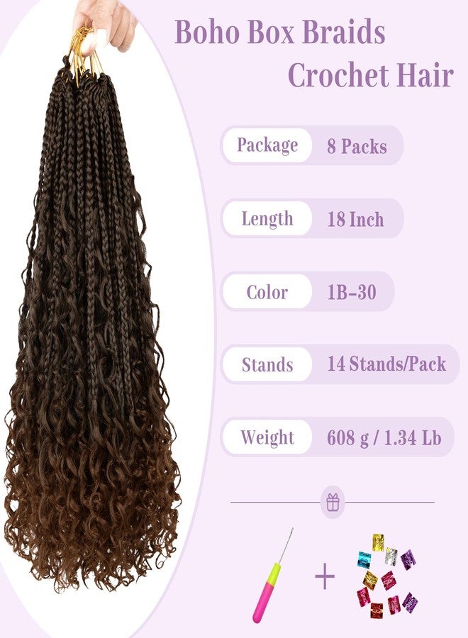 NAYOO Boho Box Braids Crochet Hair 18 Inch, Goddess Crochet Box Braids with Curly Ends, Pre Looped Synthetic Crochet Hair for Black Women – NAYOO - Image 2