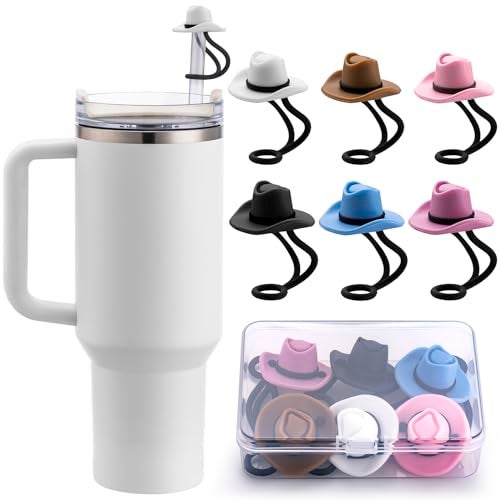 Straw Cover Cap for Stanley Cup 30 40 oz Silicone Straw Toppers Cowboy Hat Tumbler Cup Accessories for 10mm 04in Straws Cute Gifts Ornaments for Women