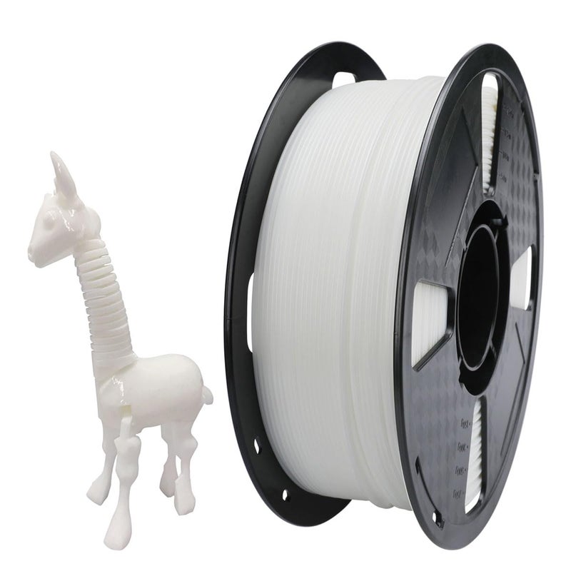 CC3D 72D Flexible Hard White TPU Filament 1.75mm 1KG 3D Printer Filament High Hardness High Toughness TPU Filament White FDM Printer Tough 3D Printing Material Comparable to Nylon Filament - Image 1