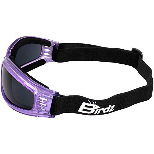 Birdz 2 Pairs of Eyewear Cardinal Women's Purple Padded Motorcycle Goggles with Super Dark & Clear Lenses - Image 5