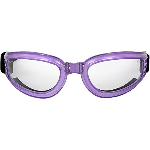 Birdz 2 Pairs of Eyewear Cardinal Women's Purple Padded Motorcycle Goggles with Super Dark & Clear Lenses - Image 2