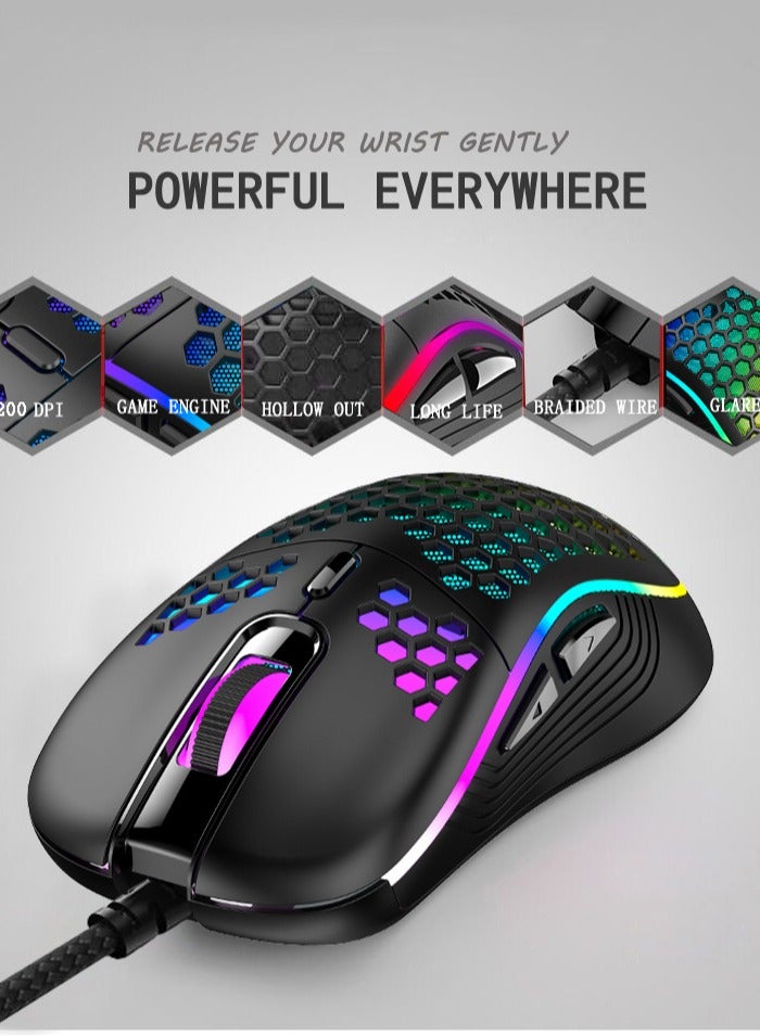 Hugifts Honeycomb RGB Wired Gaming Mouse, Lightweight Design, Ergonomic Grip, Suitable for Desktop, Laptop, Office, Gaming  - Image 5