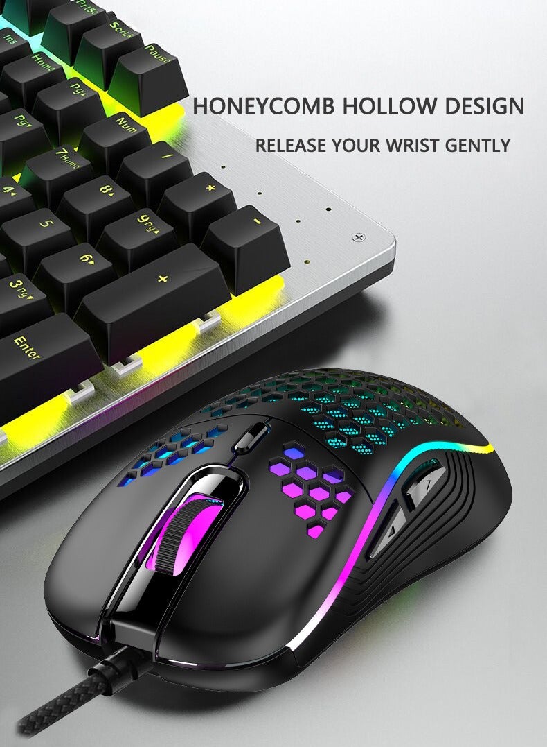 Hugifts Honeycomb RGB Wired Gaming Mouse, Lightweight Design, Ergonomic Grip, Suitable for Desktop, Laptop, Office, Gaming  - Image 4