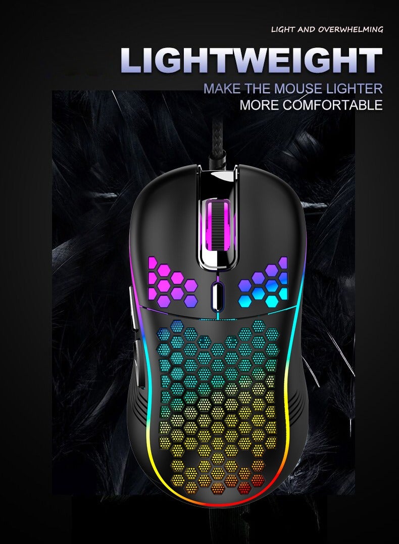 Hugifts Honeycomb RGB Wired Gaming Mouse, Lightweight Design, Ergonomic Grip, Suitable for Desktop, Laptop, Office, Gaming  - Image 2