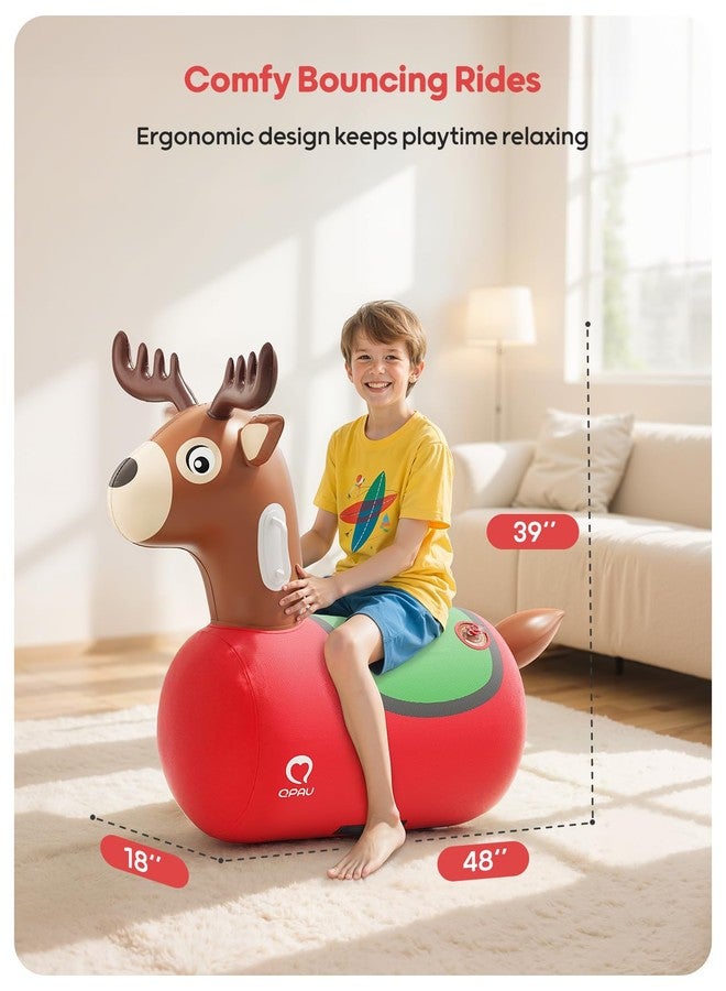 QPAU Inflatable Reindeer Hopper Bouncy Toy 2PCS with Fabric Cover & Pump, Ride On Toys for Kids 5+ & Adults, Christmas Reindeer Inflatable Animal Bouncer, Outdoor Play - Image 5