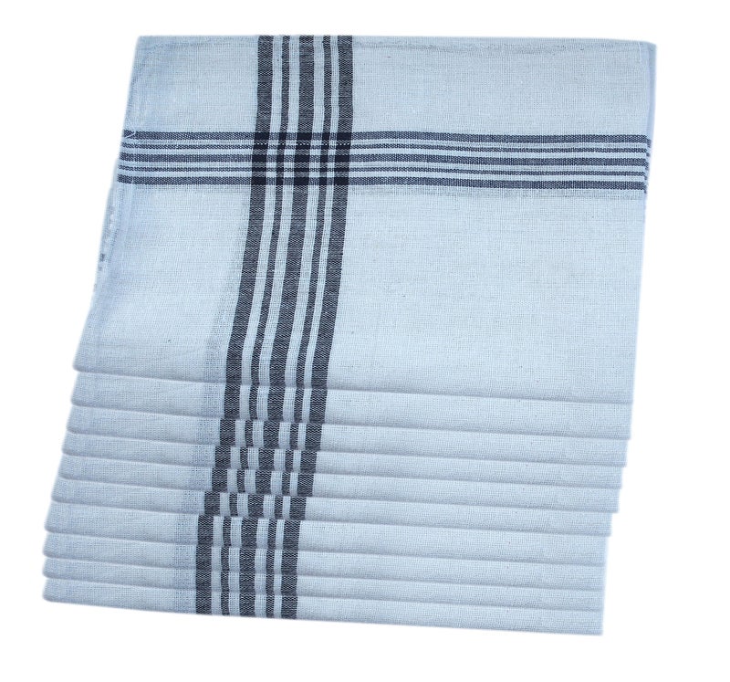 Space Fly, Highly Absorbent Big Size 21X21inch 100% Cotton Multipurpose Kitchen, Chapatis Napkin and Cleaning, Cloth, Duster (10 Pieces_White, Blue Striped) - Image 2