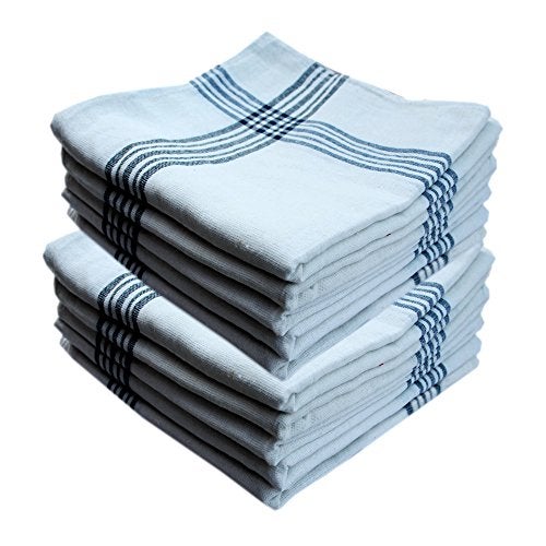 Space Fly, Highly Absorbent Big Size 21X21inch 100% Cotton Multipurpose Kitchen, Chapatis Napkin and Cleaning, Cloth, Duster (10 Pieces_White, Blue Striped) - Image 1