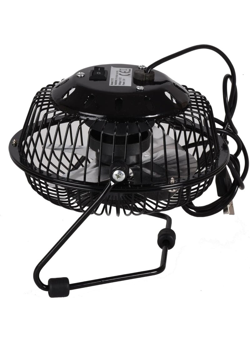 Generic 6-Inch Mini USB Desk Fan – 360° Rotatable Metal Fan with Brushless Silent Motor – Compact Cooling for Home or Office – Black  - Image 3