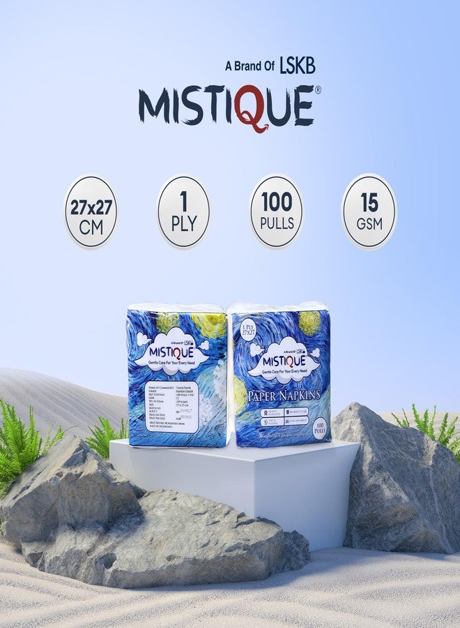MISTIQUE 1 Ply 100 Pulls Tissue Paper Napkins | Soft and Highly Absorbent | Sheet Size (27 * 27 cm) (Pack of 6) - Image 3