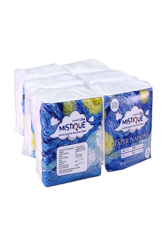 MISTIQUE 1 Ply 100 Pulls Tissue Paper Napkins | Soft and Highly Absorbent | Sheet Size (27 * 27 cm) (Pack of 6) - Image 1