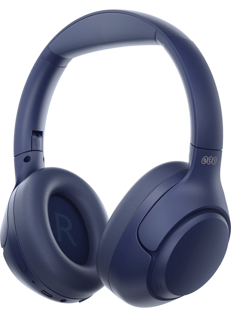 QCY - H3 Hybrid ANC Hi-Res Bluetooth 5.3 Over-the-Head Wireless Headphones Dual Device Support Blue - Image 1