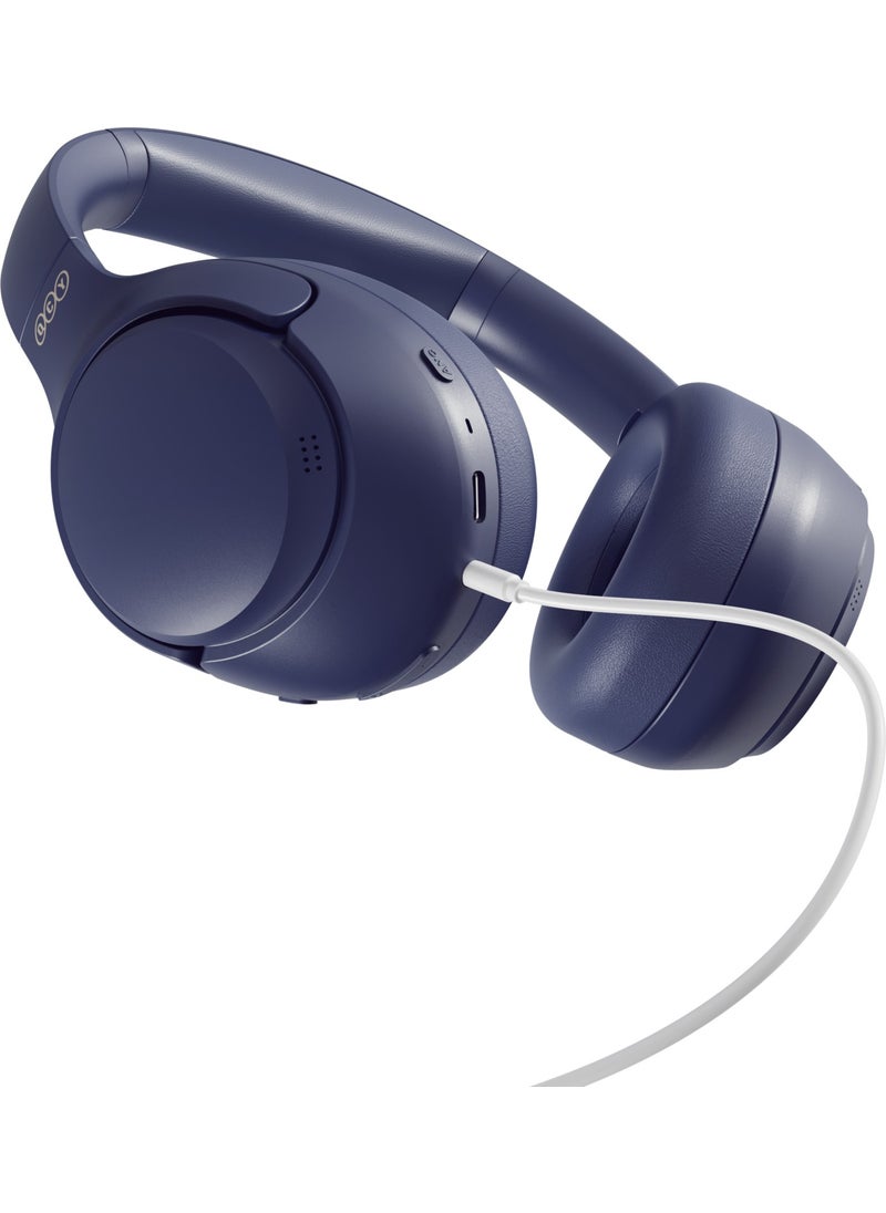 QCY - H3 Hybrid ANC Hi-Res Bluetooth 5.3 Over-the-Head Wireless Headphones Dual Device Support Blue - Image 1