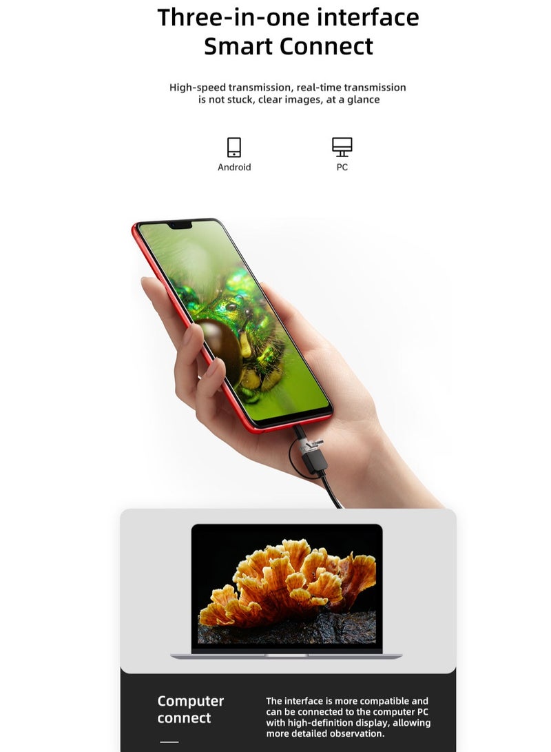 Three In One USB High Definition Digital Microscope , Digital Handheld 500X-1000X 1600X Magnification Endoscope With Mini Video Camera LED Lights - Image 4