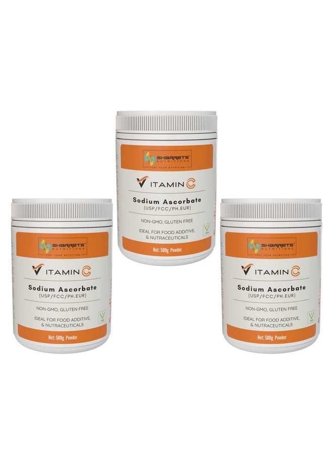 Sharrets Sodium Ascorbate Non Acidic Vitamin C Powder 500G X 3, Ideal For Food Additive & Nutraceuticals: Enhance Your Products And Well-Being.  - Image 1