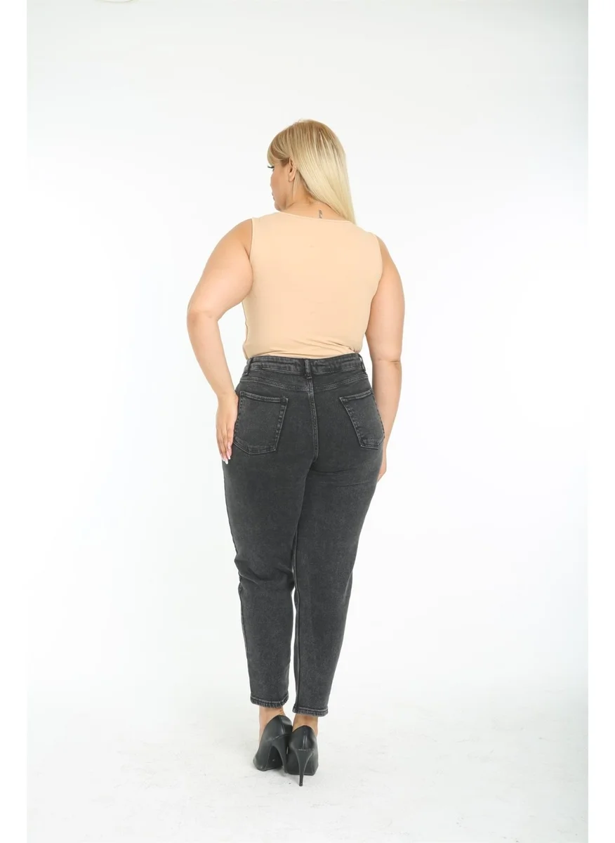 Cedy Denim Women's Plus Size Pleated Mom Jeans C600