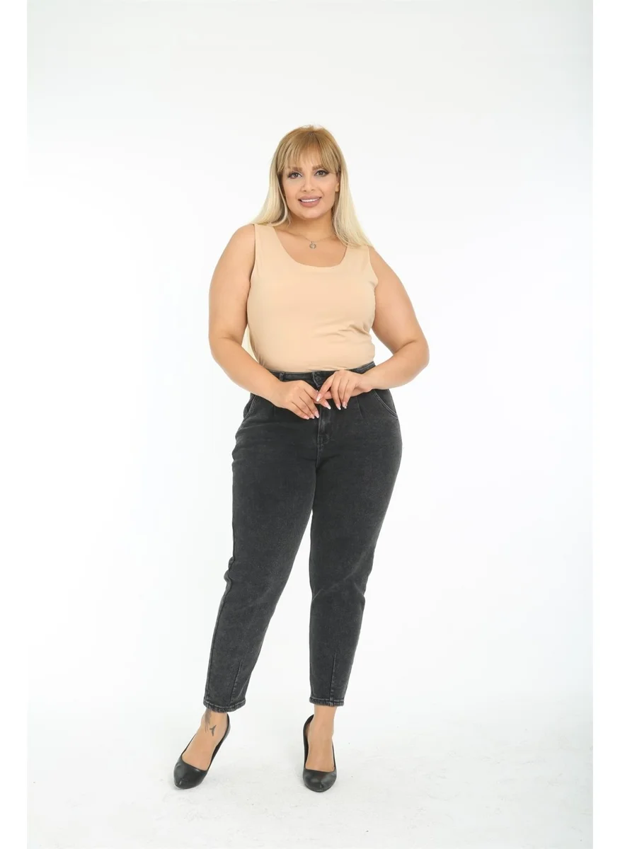 Cedy Denim Women's Plus Size Pleated Mom Jeans C600