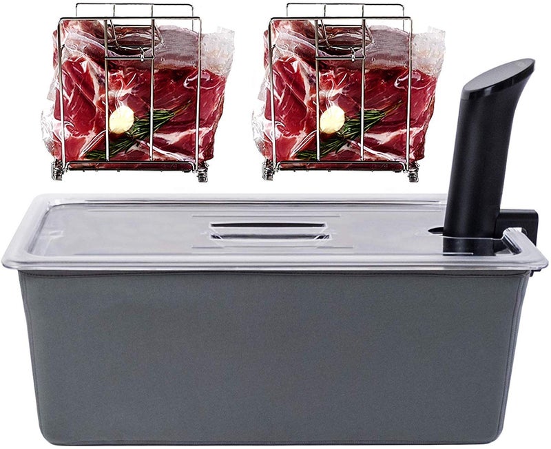 VÃ¤eske VESKE Large Sous Vide Container 26 Quarts with Lid 2 Sous Vide Racks  Insulating Sleeve  Neoprene Retains Heat  Compatible with Anova Anova Nano Joule Instant Pot Sous Vide Cookers 26 QT 