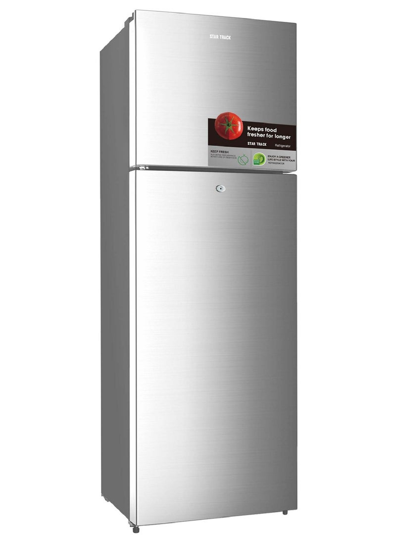 STAR TRACK Star Track 320L Gross / 257L Net Capacity, No Frost Double Door Refrigerator with LED Light, Electronic Control, Adjustable Glass Shelves, Transparent Crisper, 4-Star Freezer, Low Noise, R600a, Energy Efficient – ST-FRG-320NSKE Silver  - Image 1