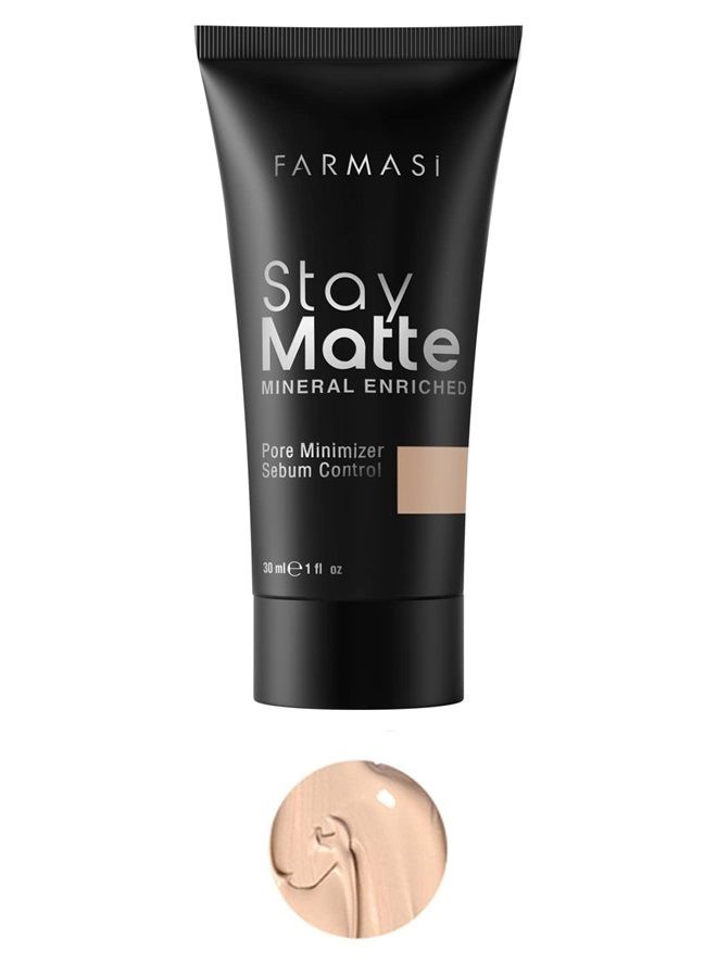 FARMASI Stay Matte Foundation, Matte Finish Foundation for a Naturally Flawless Look, Poreless, Oil Free & Full Coverage Face Makeup, 1 fl. oz / 30 ml (Natural) - Image 1