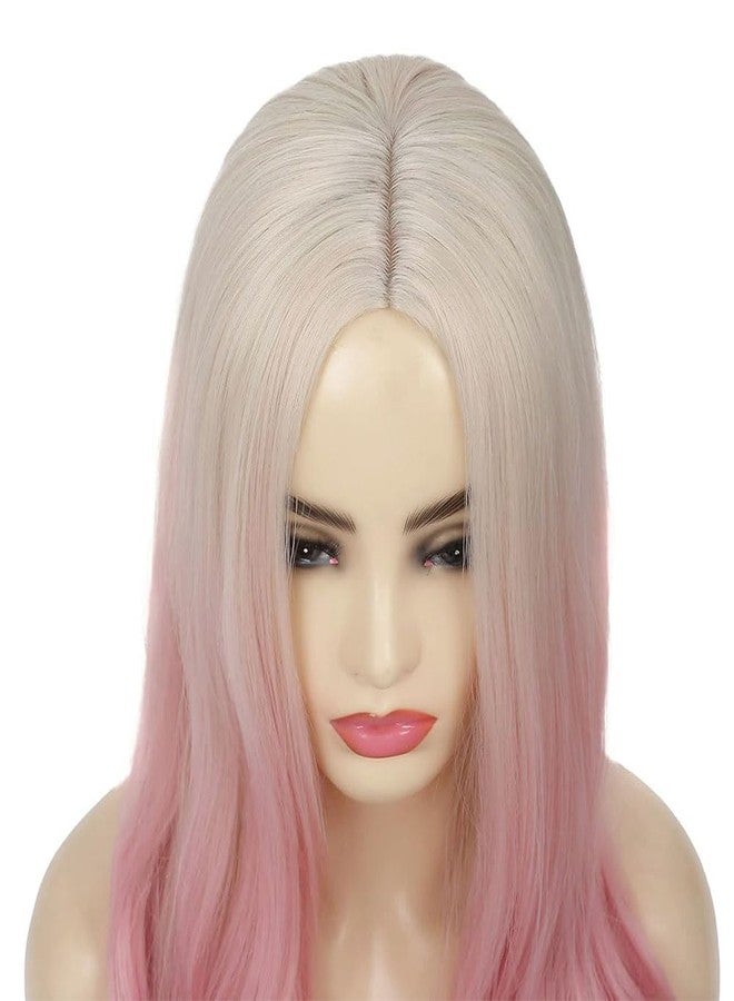 Dai Cloud Blonde to Pink Long Wavy Ombre Wig for Women Curly Heat Resistant Synthetic Halloween Cosplay Hair Wigs - Image 4