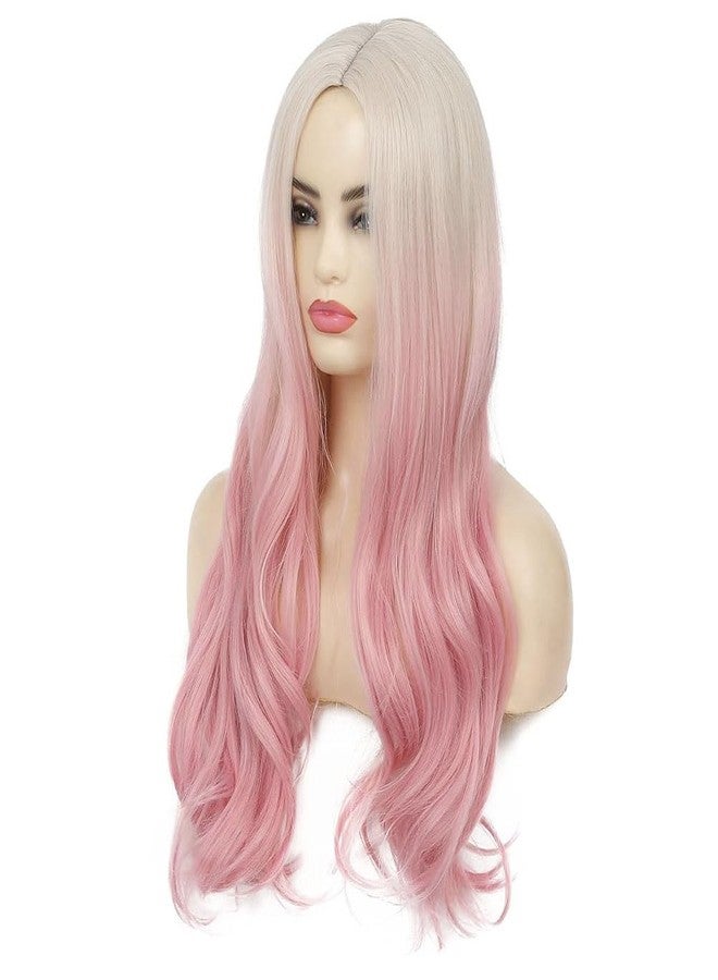Dai Cloud Blonde to Pink Long Wavy Ombre Wig for Women Curly Heat Resistant Synthetic Halloween Cosplay Hair Wigs - Image 5