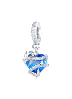 erorex 925 Sterling Silver Pendant Beads Fit For Pandora Charm Bracelets Girls Jewelry Beads Women Gift Bracelets And Necklaces Dream Magic Love Blue Heart Charms With Butterfly Blue Heart  - Image 1