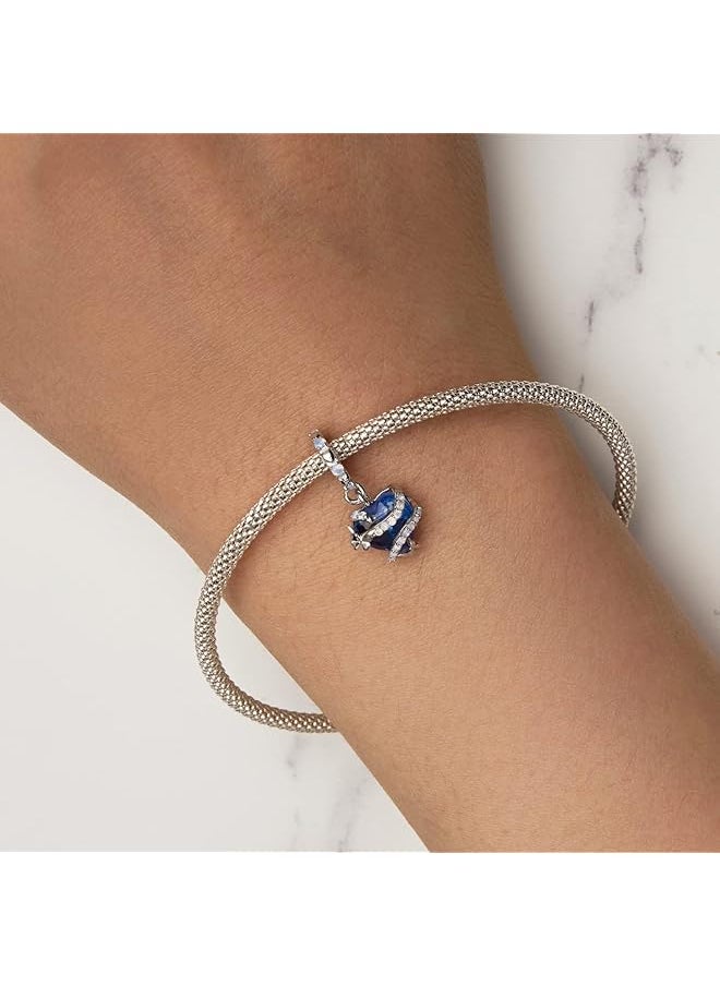 erorex - 925 Sterling Silver Pendant Beads Fit For Pandora Charm Bracelets Girls Jewelry Beads Women Gift Bracelets And Necklaces Dream Magic Love Blue Heart Charms With Butterfly Blue Heart - Image 1