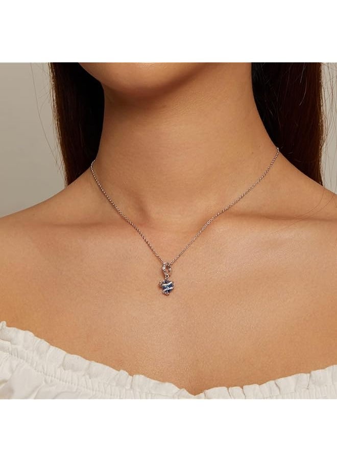 erorex - 925 Sterling Silver Pendant Beads Fit For Pandora Charm Bracelets Girls Jewelry Beads Women Gift Bracelets And Necklaces Dream Magic Love Blue Heart Charms With Butterfly Blue Heart - Image 1