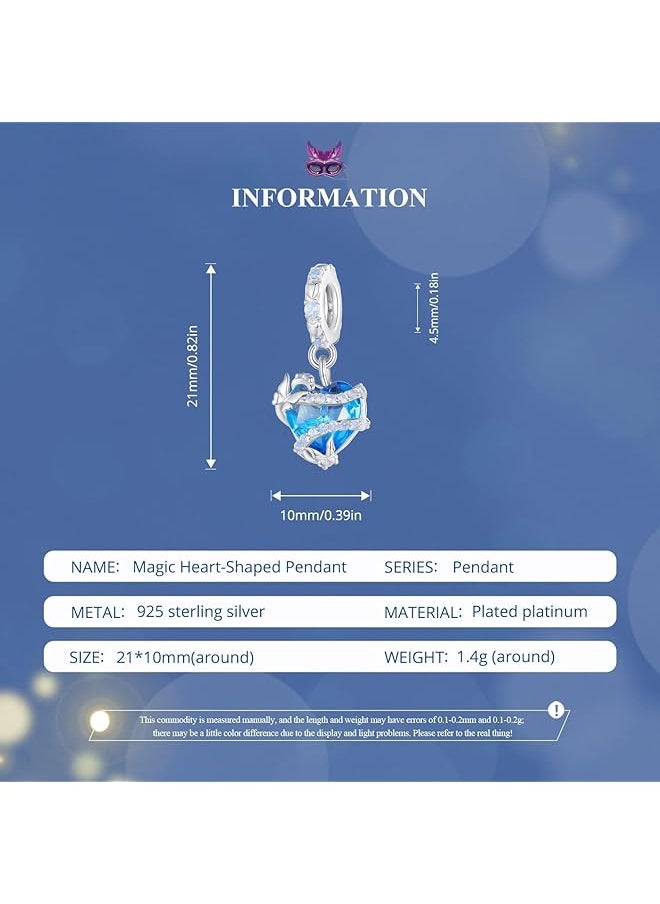 erorex - 925 Sterling Silver Pendant Beads Fit For Pandora Charm Bracelets Girls Jewelry Beads Women Gift Bracelets And Necklaces Dream Magic Love Blue Heart Charms With Butterfly Blue Heart - Image 1