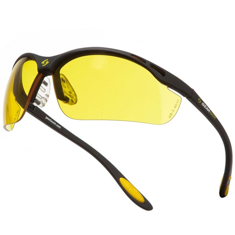 Gearbox Vision Eye Protection with Hard Case, Black Frame/Amber Lens - Image 4